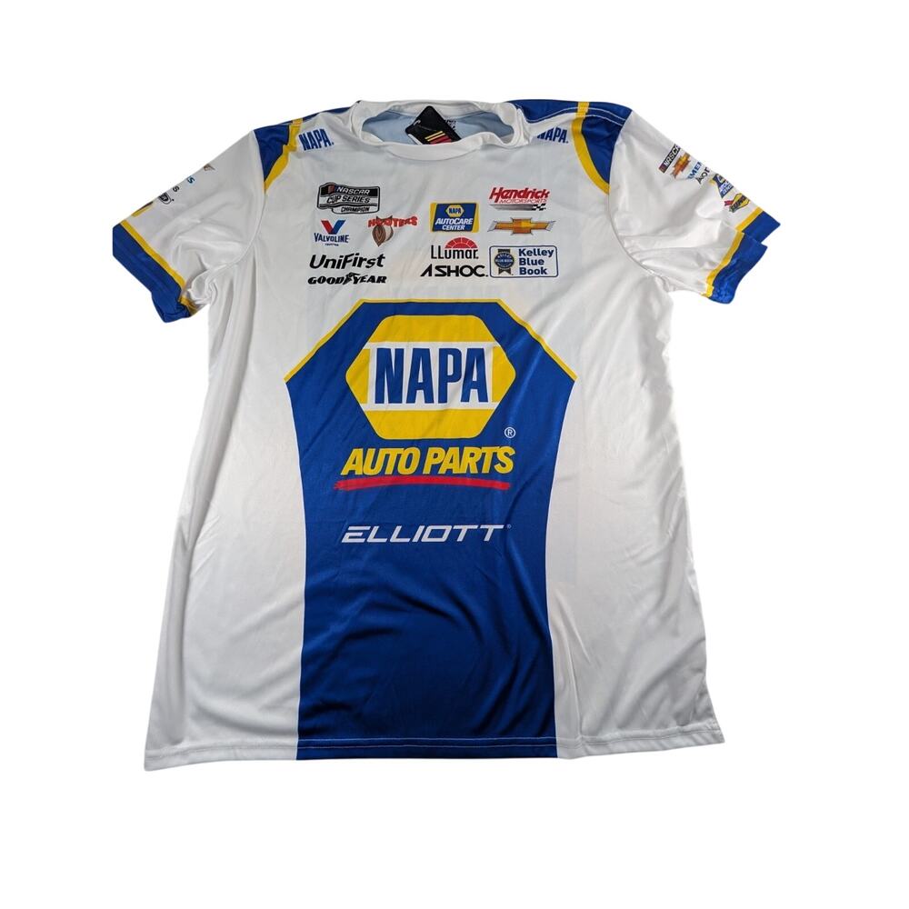 Chase Elliott Men's Large Checkered Flag Sports Napa Sublimated Uniform Tee NWT